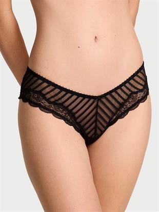Tease Transparan Çizgili Derin Bacak Kesim Cheeky Külot