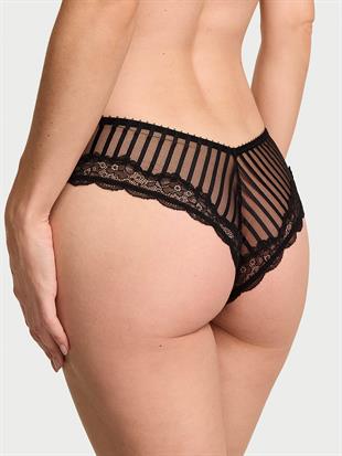 Tease Transparan Çizgili Derin Bacak Kesim Cheeky Külot