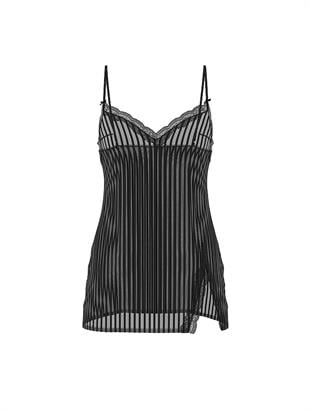 Tease Transparan Çizgili Mini Gecelik