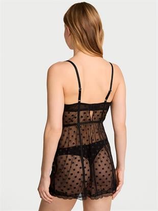 Tease Transparan Puantiyeli Mini Gecelik
