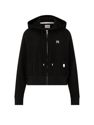 Terry Crop Fermuarlı Kapşonlu Sweatshirt