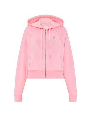 Terry Crop Fermuarlı Kapşonlu Sweatshirt