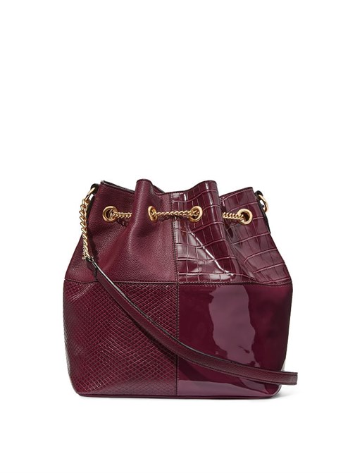 The Victoria Bordeaux Patchwork Bucket Çanta