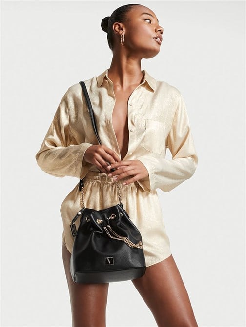 The Victoria Black Lily Bucket Çanta