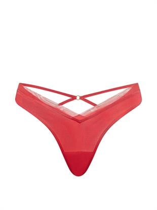 Tül Detaylı Arkası Askılı Tanga