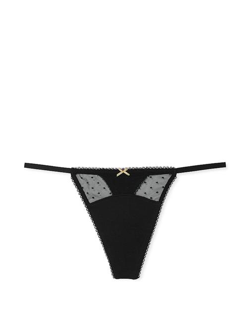 Tül Pamuklu Puantiyeli V-String Külot