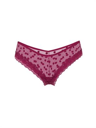 Tül Puantiyeli Dantelli Cheeky Külot