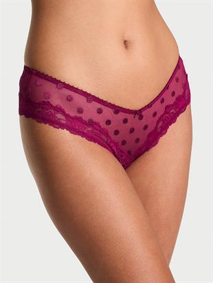 Tül Puantiyeli Dantelli Cheeky Külot