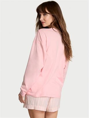 Uzun Kollu Tişört Şort Flannel Pijama Takımı
