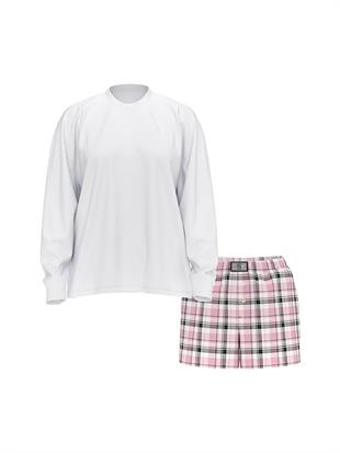 Uzun Kollu Tişört Şort Flannel Pijama Takımı