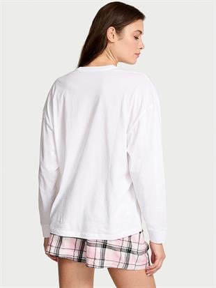 Uzun Kollu Tişört Şort Flannel Pijama Takımı