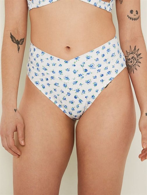 V Çapraz Geçişli Yüksek Bel Cheeky Bikini Altı