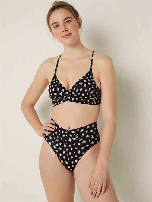 V Çapraz Geçişli Yüksek Bel Cheeky Bikini Altı