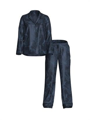 Parlak Saten Uzun Pijama Takımı
