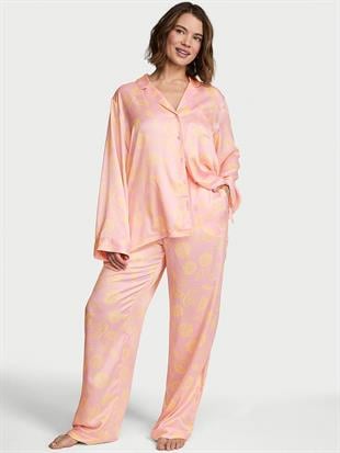 Victorias Secret Parlak Saten Uzun Pijama Takımı