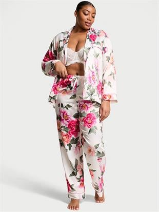 Victorias Secret Fashion Show 24 Parlak Saten Uzun Pijama Takımı