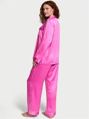 Parlak Saten Uzun Pijama Takımı