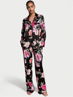 Victorias Secret Fashion Show 24 Parlak Saten Uzun Pijama Takımı
