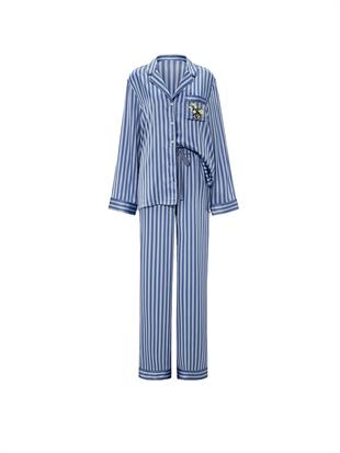 Victorias Secret Fashion Show 24 Parlak Saten Uzun Pijama Takımı