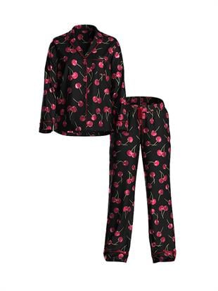 Parlak Saten Uzun Pijama Takımı