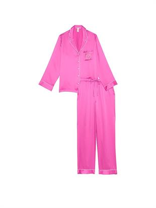 Victorias Secret Fashion Show 24 Parlak Saten Uzun Pijama Takımı