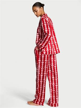 Parlak Saten Uzun Pijama Takımı