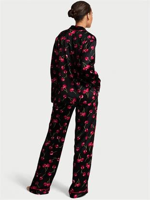 Parlak Saten Uzun Pijama Takımı