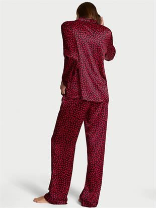 Parlak Saten Uzun Pijama Takımı