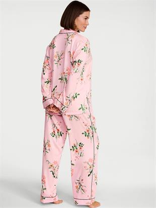 Parlak Saten Uzun Pijama Takımı