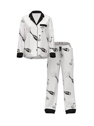 VictParlak Saten Uzun Pijama Takımı