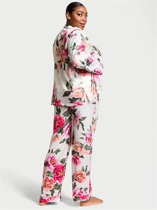 Victorias Secret Fashion Show 24 Parlak Saten Uzun Pijama Takımı