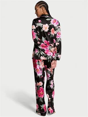 Victorias Secret Fashion Show 24 Parlak Saten Uzun Pijama Takımı