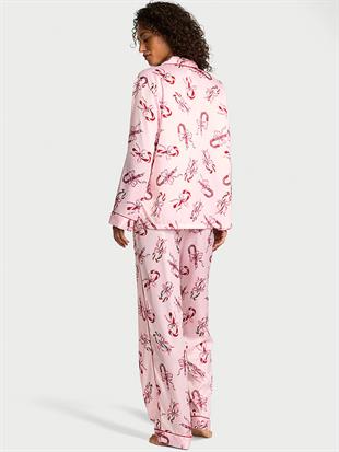 Parlak Saten Uzun Pijama Takımı