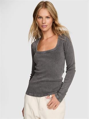 Vintage Ribanalı Uzun Kollu Tişört