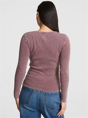 Vintage Ribanalı Uzun Kollu Tişört