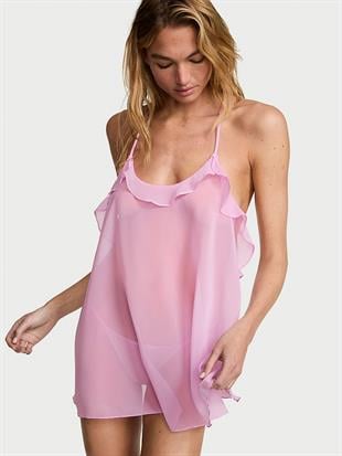 Watercolor İşlemeli Şifon Babydoll Takımı