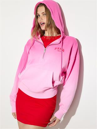 Yarım Fermuarlı Kapüşonlu Sweatshirt