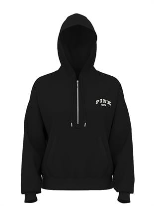 Yarım Fermuarlı Kapüşonlu Sweatshirt