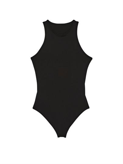 Base Dik Yaka Esnek Bodysuit