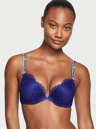 Bombshell 2 Beden Büyük Gösteren Dantelli Işıltılı Askılı Push-Up Sütyen