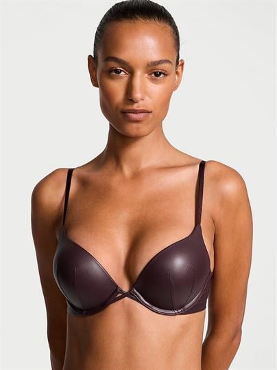 Bombshell 2 Beden Büyük Gösteren Deri Görünümlü Push-Up Sütyen