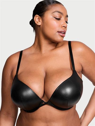 Bombshell 2 Beden Büyük Gösteren Deri Görünümlü Push-Up Sütyen