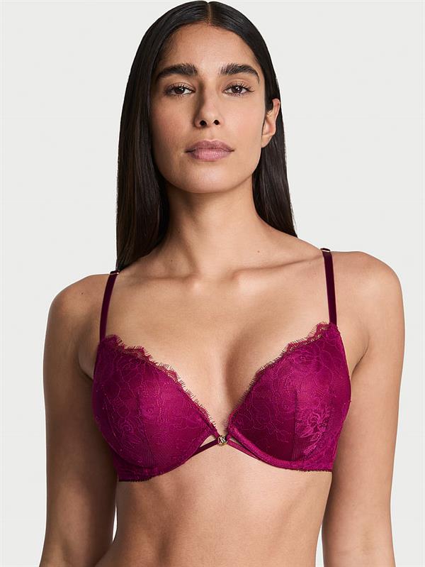 Bombshell İki Beden Büyük Gösteren Gül Dantelli Push-Up Sütyen