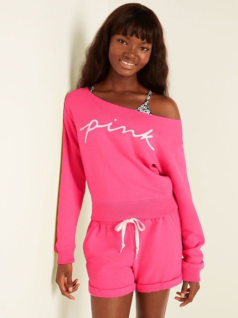 Everyday Lounge Omzu Açık Sweatshirt - Capri Pembesi VS26517866 |  Victoria's Secret PINK