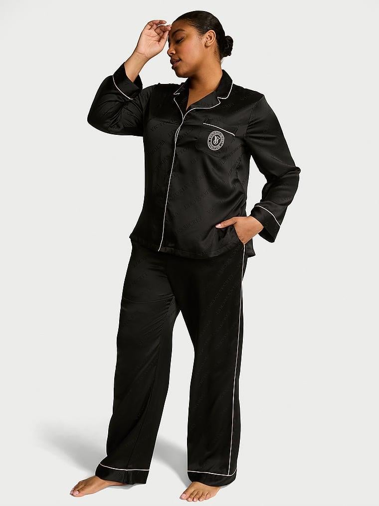 Mai 様Victoria's Secret PJ セット Glazed Saten Uzun Pijama Takımı Siyah | Victoria's Secret