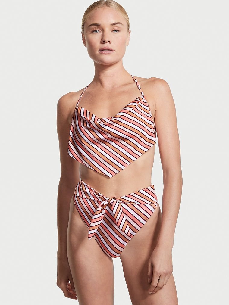 Halter Yaka Bikini Üstü - Çizgili Sıcak Renkli VS26473912 | Victoria's  Secret Swim