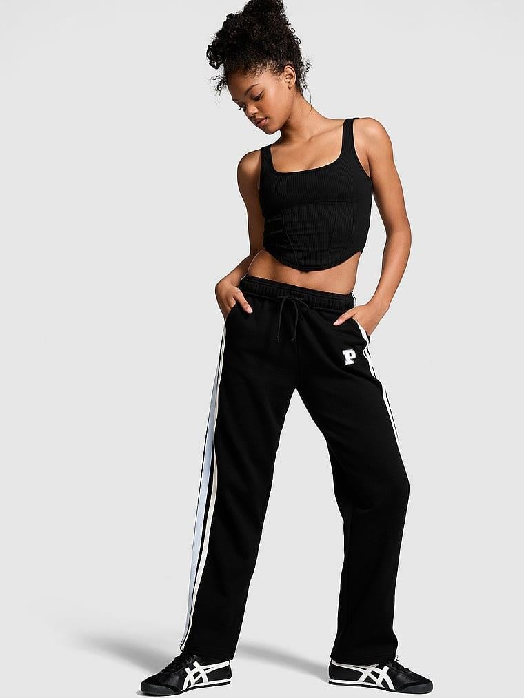 Ivy Düz Paça Polar Eşofman Altı - Siyah | Victoria's Secret Pink