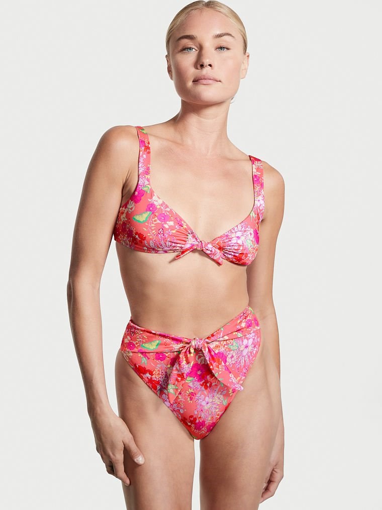 Önden Bağlamalı Bralet Bikini Üstü - Kelebek Desenli Pembe VS26473240 |  Victoria's Secret Swim