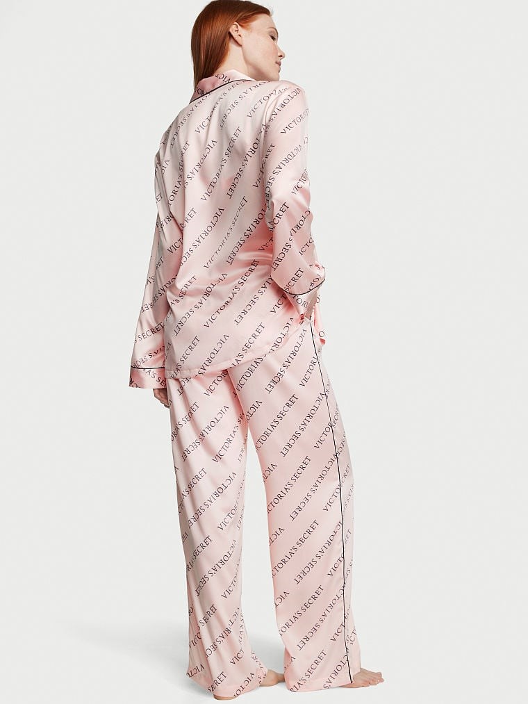 Saten Uzun Pijama Takımı Desenli | Victoria's Secret