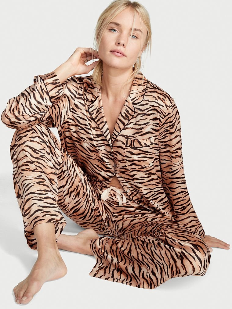 Saten Uzun Pijama Takimi - Sampanya Kaplan VS26517335 | Victoria's Secret  VSL
